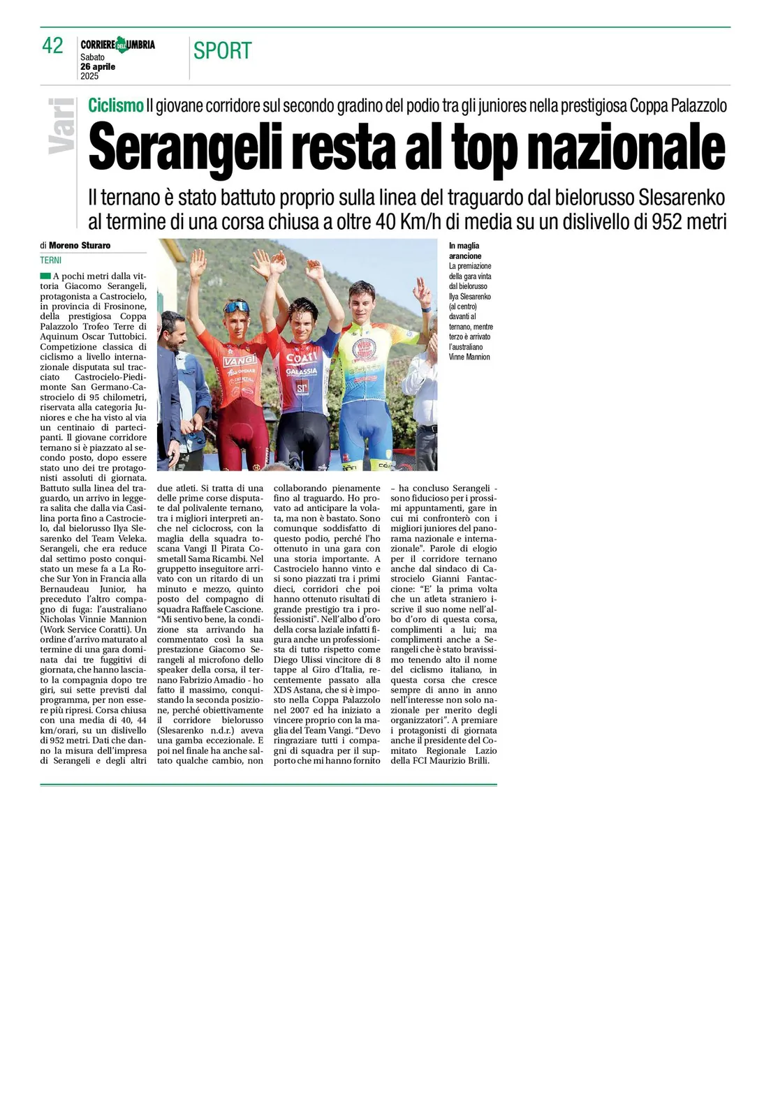 CORRIERE DELL'UMBRIA SABATO 26 APRILE